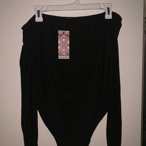 Black Off shoulder slinky bodysuit